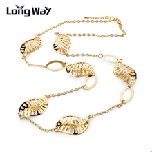 LongWay Silver Color Gold Color Jewelry Leaves Chain Statement Necklace Ethnic Vintage Long Necklaces For Women Sne150855 2024 - buy cheap