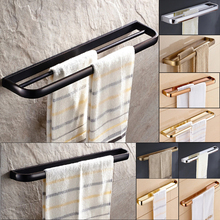 Toalheiro de parede preto escovado, suporte para toalha de banheiro, latão preto/dourado/prata/antigo/ouro rosa 2024 - compre barato