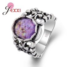 Женское Обручальное кольцо из чистого серебра 925 пробы с огненным опалом, модное фиолетовое кольцо с опалом 2024 - купить недорого