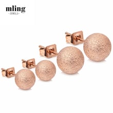 Mling Stainless Steel Earrings Ball Stud Ear Rose Gold Stud Earrings For Women Lady Fashion Jewelry Gifts pendientes mujer N6 2024 - buy cheap