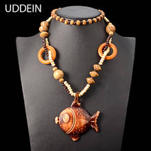 UDDEIN Vintage statement necklace women geometric gem pendant wood chain bohemian accessories party jewelry long necklace 2024 - buy cheap