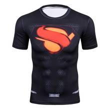 Новинка, Мужская футболка Супермена, футболка с 3D принтом, Мужская футболка с коротким рукавом, костюм для фитнеса, костюмированной вечеринки, облегающий компрессионный Топ для мужчин 2024 - купить недорого