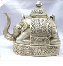 Muito maravilhoso budismo tibet prata elefante bule decoração do jardim 100% real tibetano prata bronze 2024 - compre barato