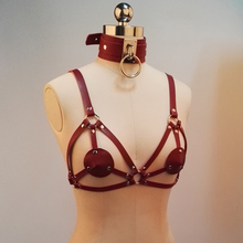 Sutiã gótico de couro feito à mão 100%, feminino, gargantilha colarinho alça peitoral cintos lingerie cosplay 2024 - compre barato