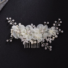 SLBRIDAL-diamantes de imitación de cristal, hilo blanco y rojo, perlas de flores, peine para el pelo de boda, pieza para el pelo nupcial, accesorios para el cabello para damas de honor 2024 - compra barato