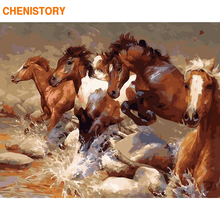 CHENISTORY-Cuadro de caballo corriendo DIY, pintura por números de animales, colorear por números, cuadro sobre lienzo para decoración de pared moderno 2024 - compra barato