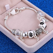 Luxury Crystal Heart Charm Bracelets&Bangles Silver Color Bracelets For Women Jewellery Pulseira Feminina DIY Beads Bracelet 2024 - buy cheap