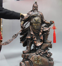 song voge gem S1267 Bronze Copper Dragon Warrior Loyalism Guan Gong Yu Buddha Sword Statue 2024 - buy cheap