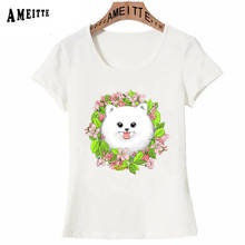 Super Lovely Pet Spitz Dog Printed T-Shirt Summer Women T-shirt Fashion Street Cute Girl Casual Tees Ameitte Pretty Flowers Tops 2024 - buy cheap
