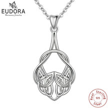 EUDORA 925 Sterling Silver Good Luck Celtics Knot Triquetra Pendant Necklace Geometric line Vintage Necklace Fine Jewelry CYD232 2024 - buy cheap