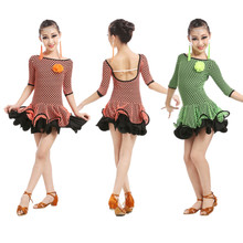Adult Child Latin dance costume senio half sleeves mesh latin dance dress for women/child latin dance  dresses S-4XL T023 2024 - buy cheap