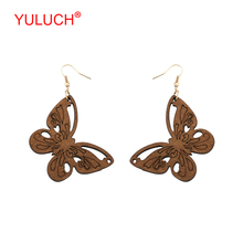 YULUCH Natural Wooden Carving Insect Butterfly Jewel Pendant for Sweet Personality Woman Accessories Earrings Party Gifts 2024 - buy cheap
