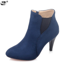 Women Ankle Boots Plus Size 34-43 High Heel Zip Round Toe Classic Fashion Autumn Woman Shoes Black Blue Red 863 2024 - buy cheap