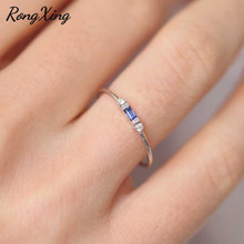 RongXing Small Rectangle Blue/Green/Rose Red Crystal Zircon Rings for Women Minimalist Jewelry Retro Gold Color/Rose Gold Ring 2024 - buy cheap