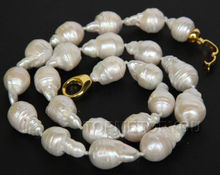 Collar de perlas naturales de agua dulce de 18 ", 20mm, barroco, blanco, keshi 2024 - compra barato