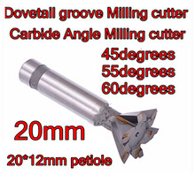 20mm*45-55-60 degrees 4F carbide Angle Milling cutter Dovetail groove Milling cutter Processing copper aluminum cast iron, etc 2024 - buy cheap