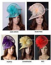 New colors,HOT sinamay fascinator hat in SPECIAL shape w/ feathers for hair accessory/races/church/wedding/party/Kentucky derby 2024 - buy cheap