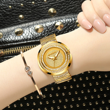 CRRJU-Reloj de pulsera de cuarzo dorado para mujer, accesorio de marca superior de lujo con esfera redonda grande y diamantes de imitación 2024 - compra barato