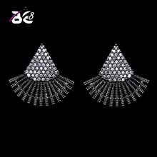 Be 8 2018 Black Gun Gold Color Triangle CZ Earrings for Women , The Cubic Zirconia Stud Earrings for Women Gift Wholsales E-336 2024 - buy cheap