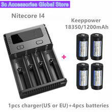 Keeppower 4pcs 18350 1200mAh P1835C2 protected li-ion rechargeable battery with Nitecore New I4 Digi charger LCD Intelligent 2024 - buy cheap