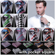 Check 3.4" 100%Silk Wedding Jacquard Woven Men Tie Necktie Pocket Square Handkerchief Set Suit ECC 2024 - buy cheap