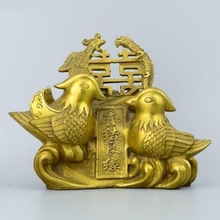 Clássico chinês feito à mão em latão mandarim dragão e estátua de phoenix presente para casamento 2024 - compre barato