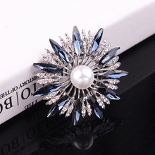 TODOX-broche de perlas de girasol con diamantes de imitación de cristal azul, alfileres de estilo conciso, regalos de boda para niñas, accesorio de vestir completo 2024 - compra barato