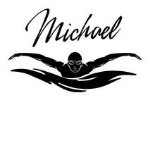 Name Swim Wall Sticker Car Swimmer Decal Swimming Posters Vinyl Wall Decals Decor Mural Swimming Wall Decal 2024 - buy cheap
