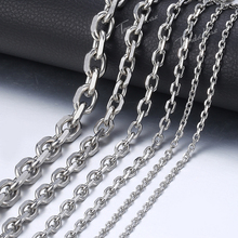 Мужские и женские ожерелья серебряного цвета из нержавеющей стали HKNM31, цепочка для кабелей, мужские и женские ювелирные изделия, Прямая поставка, 3-10 мм 2024 - купить недорого