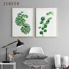 Póster de estilo nórdico para decoración del hogar, pintura en lienzo de planta verde, carteles de hojas de pared, decoración de salón 2024 - compra barato