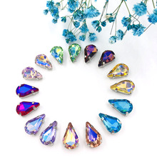 Cristal en forma de pera de 8x13mm, cristal plateado, base plana para coser diamantes de imitación para accesorios de ropa 2024 - compra barato