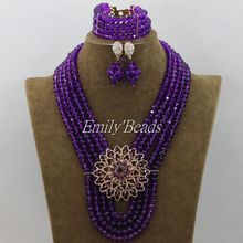 Glamorous Purple Crystal Nigerian Wedding African Beads Bridal Jewelry Set African Costume Jewelry Sets Free Shipping AMJ954 2024 - buy cheap
