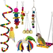 7 шт. комбинация попугая игрушка птица висит колокольчик доска для попугаев белка забавные игрушки для домашних птиц принадлежности 2024 - купить недорого