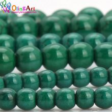 Olingart colar de pedra sintética, redondo, verde, turquesa, 4mm/6mm/8mm, pulseira, brincos para fazer joias 2024 - compre barato