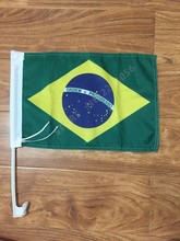 Bandera de ventana de coche de Brasil, 30x45cm, banderas de poliéster para automóviles, de alta calidad con mástil 100D, Envío Gratis 2024 - compra barato