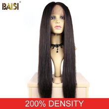 BAISI волосы бразильские волосы Кружева передние парики прямые с предварительно сорванными природными волосами 200% плотность 2024 - купить недорого