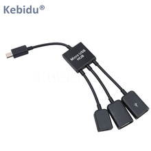 KEBIDU Micro USB Cable 3 Port to 1 OTG Hub Cable Adapter Converter Extender For Smartphone Computer Tablet PC Micro USB Hub 2024 - buy cheap