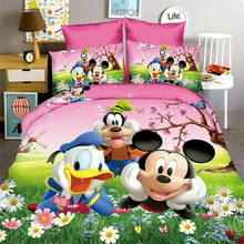 3D Mickey Minnie bed linen sinlge size girl baby bedspread cartoon bedding set 3pc 1*comforter cover+2*pillow cases boy kid gift 2024 - buy cheap