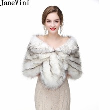 JaneVini Bolero Fille Winter Faux Fur Wrap Shawl For Wedding Party Dress Women Fur Stole Bridal Bolero Shoulder Cape Accessories 2024 - buy cheap