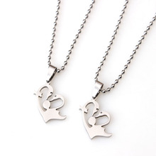 2015 New Products Stainless Steel Romantic Swan Necklace Love Forever Jewelry Heart Sharp Design Pendant Necklace 2024 - buy cheap