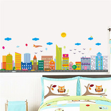 Adesivo decorativo decalque cidade colorida, janela de sala de estar quarto, decoração de ano novo para casa, pôster de mural 2024 - compre barato