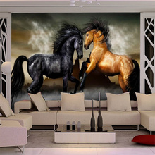 Papel de parede com foto de cavalo 3d, tamanho personalizado, papel de parede moderno para decoração de sala de estar, hotel, ktv, personalidade, não-tecido 2024 - compre barato