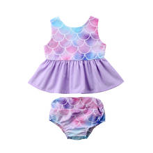 Newborn Toddler Kids Baby Girl Mermaid Vest Tops Dress colours Shorts Pants Set 1-4T Summer Sleeveless Ichthyoid Clothing 2024 - buy cheap