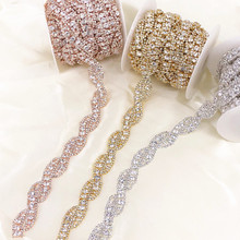 5yards/roll High Quality Silver Rhinestone Cup Chain For wedding dress decorative crystal chain 2024 - buy cheap