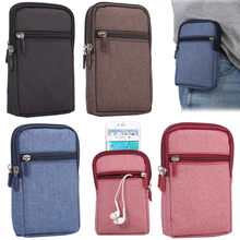 Universal Mobile Phone Sports Waist Bag Outdoor Bag Cover for iPhone6 7 8 Waterproof Canvas Zipper Bag for Huawei Samsung Phone