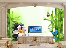 Custom 3D murals, water ripple and Green fresh bamboo papel de parede,living room sofa TV wall bedroom wall painting wallpaper 2024 - buy cheap