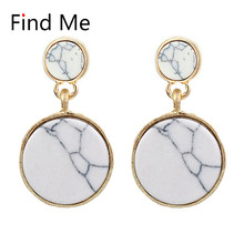 Find Me Brand Fashion Boho Long Imitation Marble Drop Earrings For Women Jewelry Geometric Circle Dangle Earrings Wholesale 2024 - buy cheap