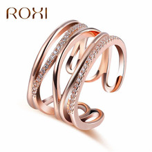 ROXI бренд romad розовое золото цвет скрещенное безразмерное кольцо на палец для женщин австрийский кристалл кольцо регулируемая мода ювелирные изделия Bijoux подарок 2024 - купить недорого