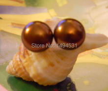 Venta al por mayor joyería de La Perla de gran Chocolate pendientes de perlas de agua dulce esterlina plata pendientes 11,4mm AAA de señora de la moda de regalo 2024 - compra barato