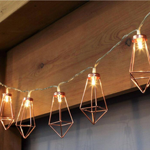 Linternas de Metal de 2/3 metros, lámpara de cadena de luz de oro rosa alimentada por batería para patio trasero, luz de alambre para decoración de Navidad al aire libre 2024 - compra barato